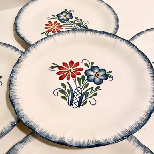 Paule. Ensemble de 4 Assiettes à Dessert Digoin Sarreguemines