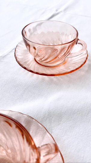 Tasses à Thé en Verre Rose, Arcoroc Rosaline